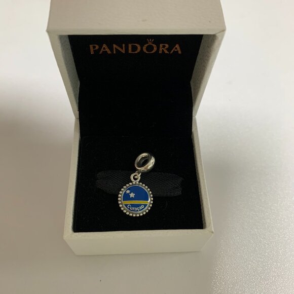 Pandora Curacao Caribbean Exclusive Flag Sterling Silver Charm Rare - Picture 3 of 4